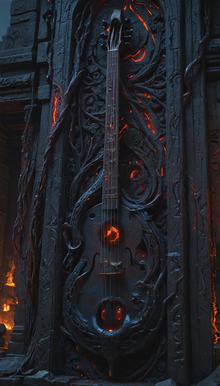 Bleeding Veena in Dark Fantasy Temple