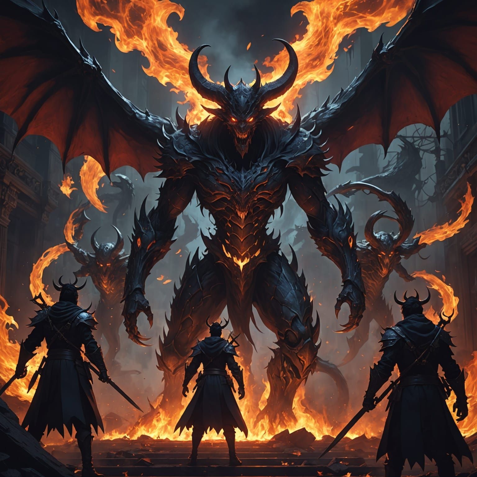 Ghost Demons in a Fiery Anime Underworld