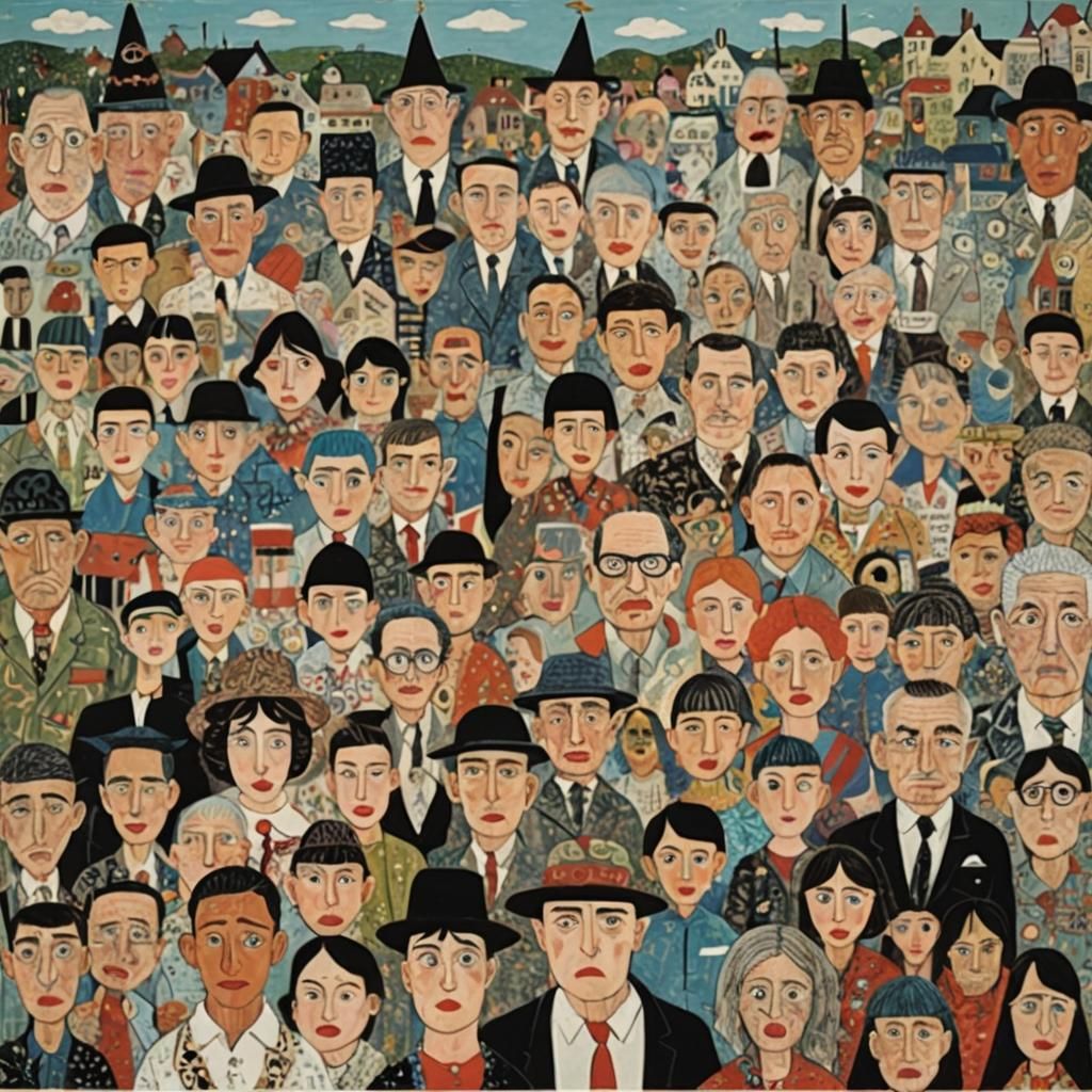 Men in Folk Art Style