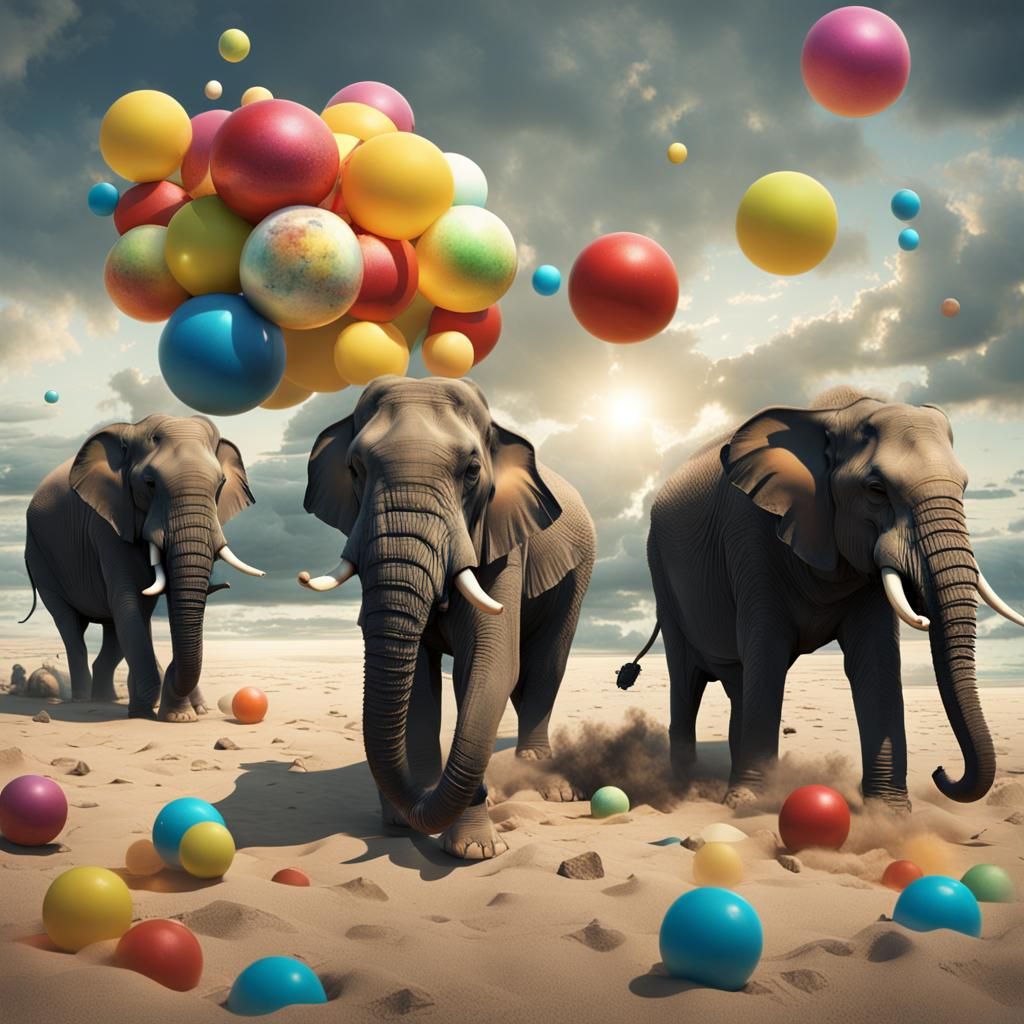 Elephants at Play: A Cinematic Beach Scene