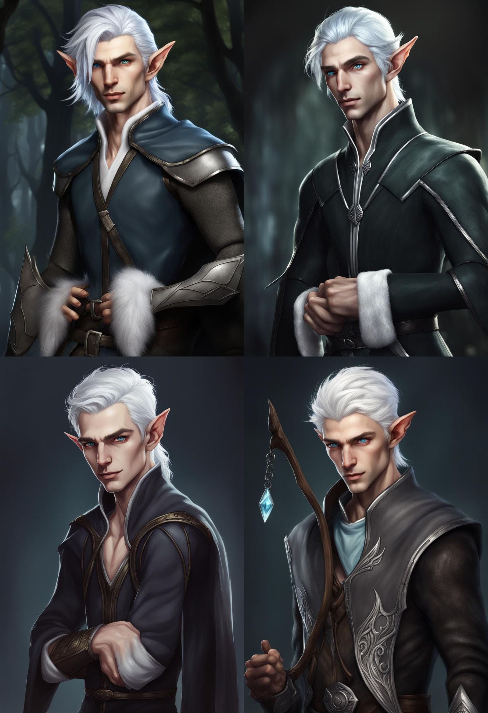 Realistic Male Elf with Silver Hair and Blue Eyes