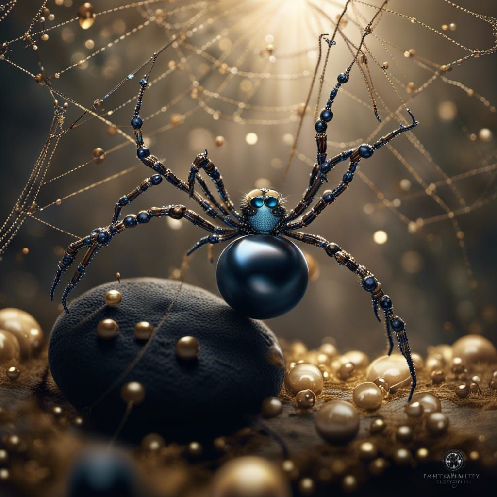 Jeweled Spider on Pearl Web: Fantasy Concept Art