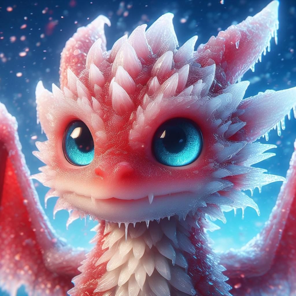 Icy Slush Dragon Portrait in Anime Style