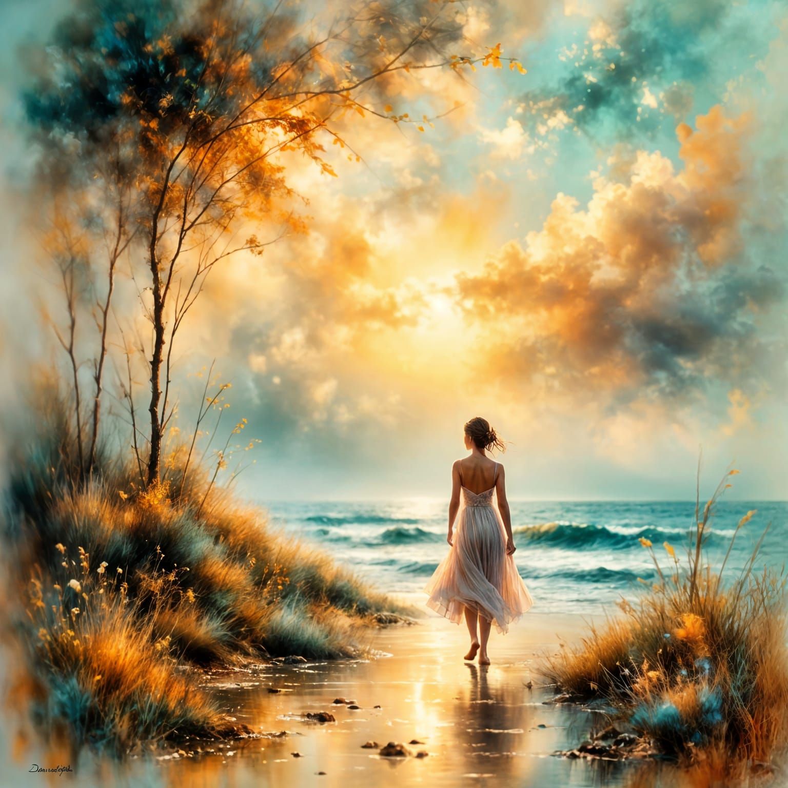 Dreamscape Wanderer in Impressionist Style