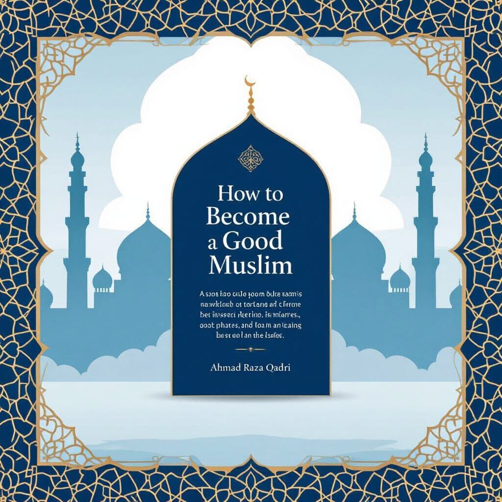 Minimal Islamic Back Cover Design in Blue and Gold