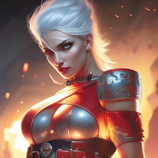 Voluptuous Comfort Girl with Red Tattoos