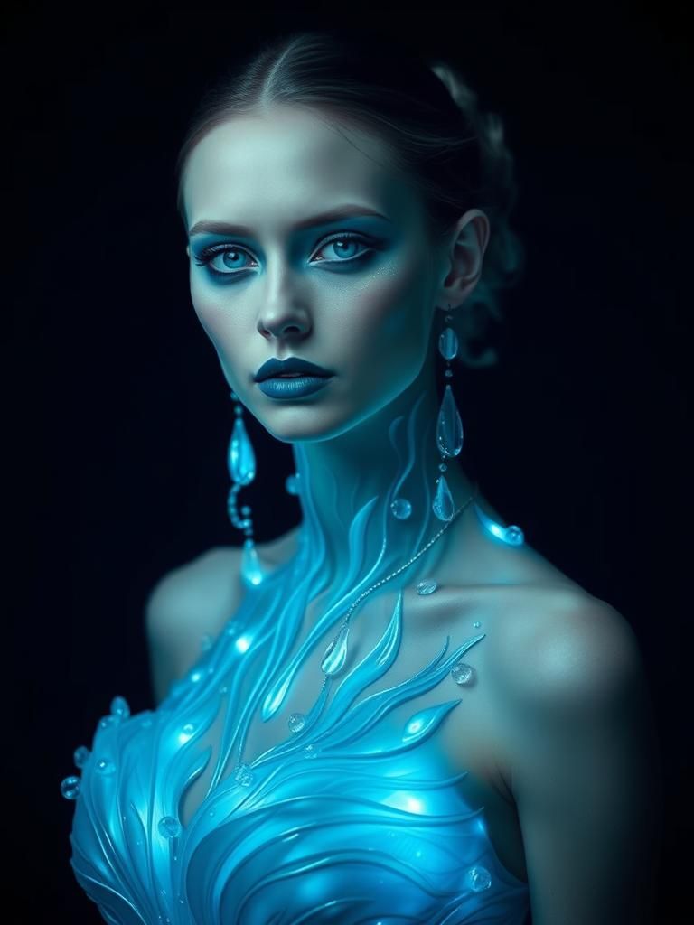 Mystical Water Element Fashion in Art Nouveau Style