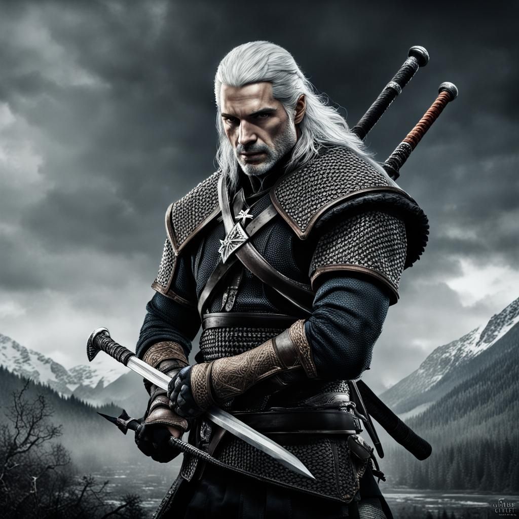 Hyperrealistic Geralt of Riva Portrait