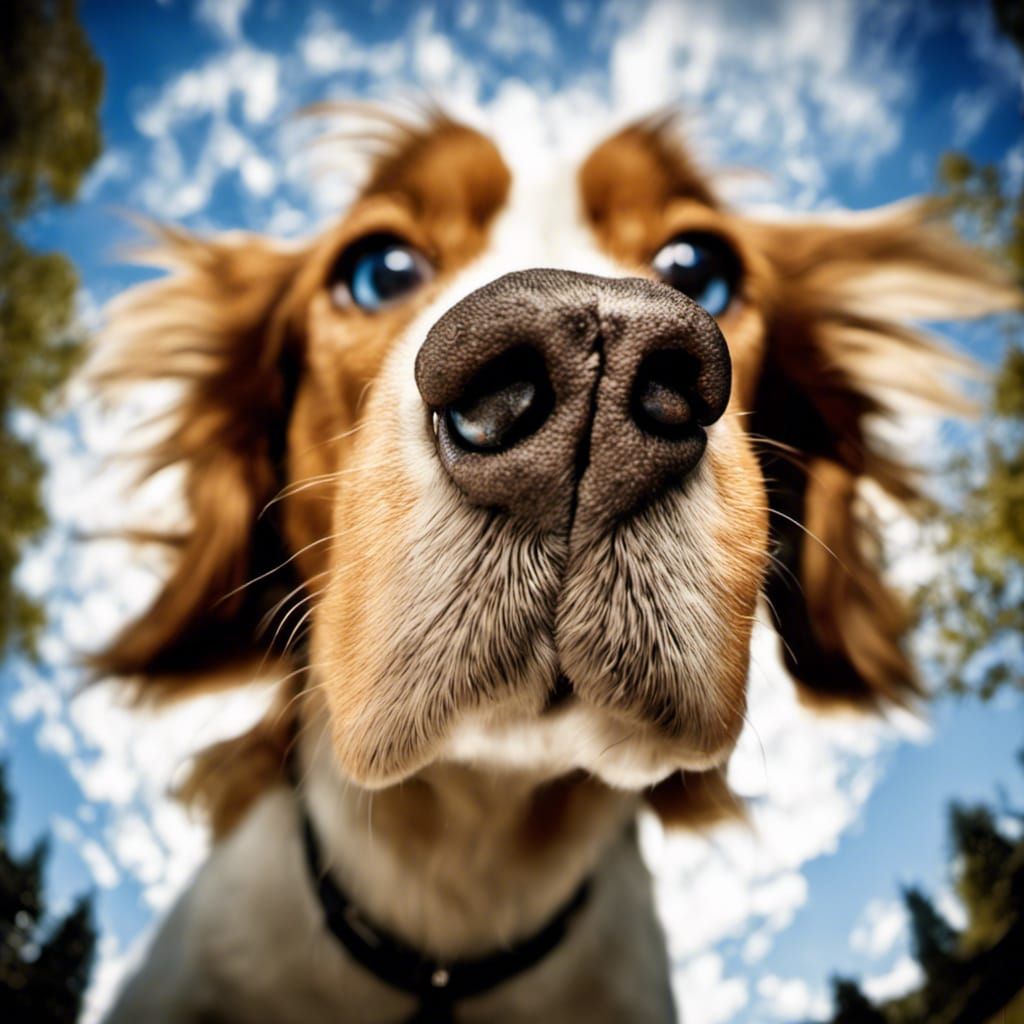 Adorable Dog Smelling Upward, Storybook Style