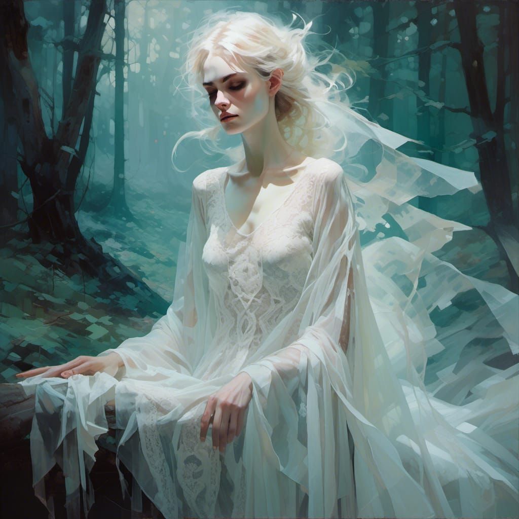 Ethereal Ghost Goddess Portrait in Fantasycore Style