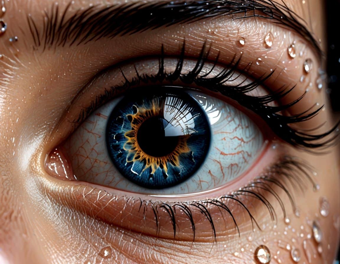 Stunning Closeup of a Tearful Eye in a Starry Night