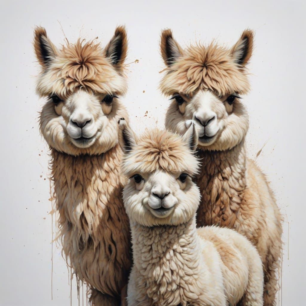 Cuddly Alpacas in Whimsical Watercolour
