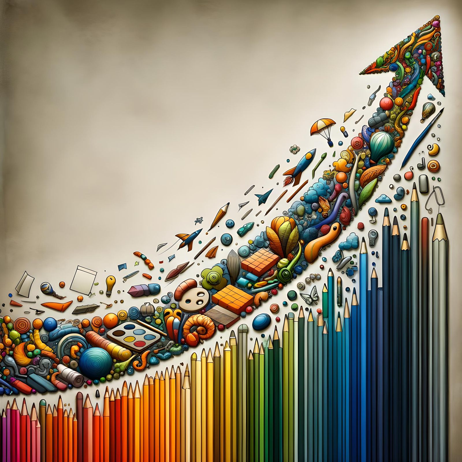 Abstract Creation Streak: Vivid Objects Illustrate Progress