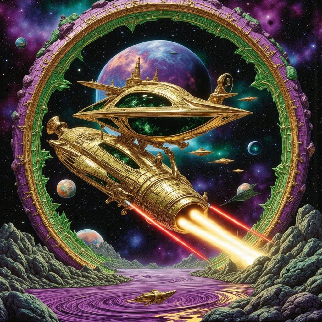 Psychedelic Spaceship Journey Through Liquid Light