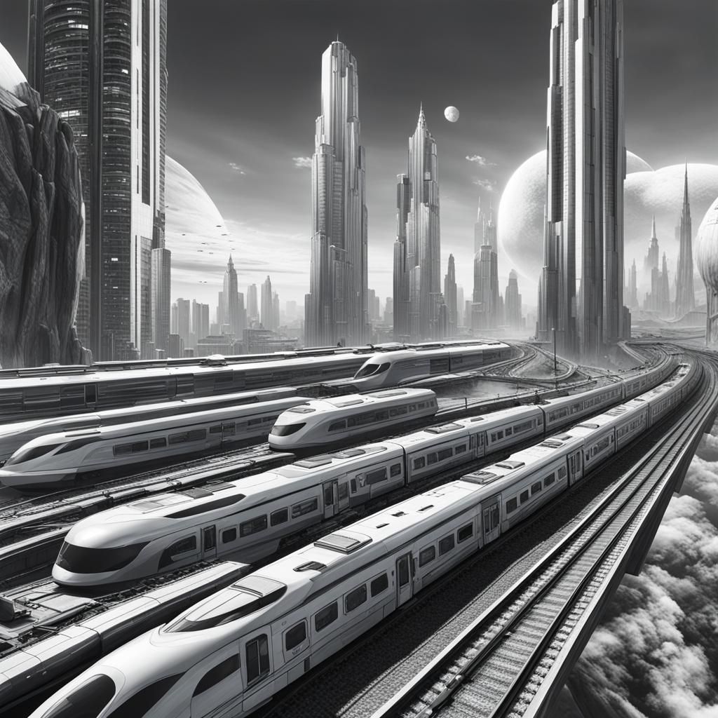 Futuristic Alien Cityscape with Flying Vehicles