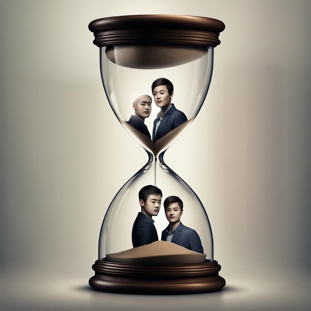 Hourglass with Man's Face Transformation