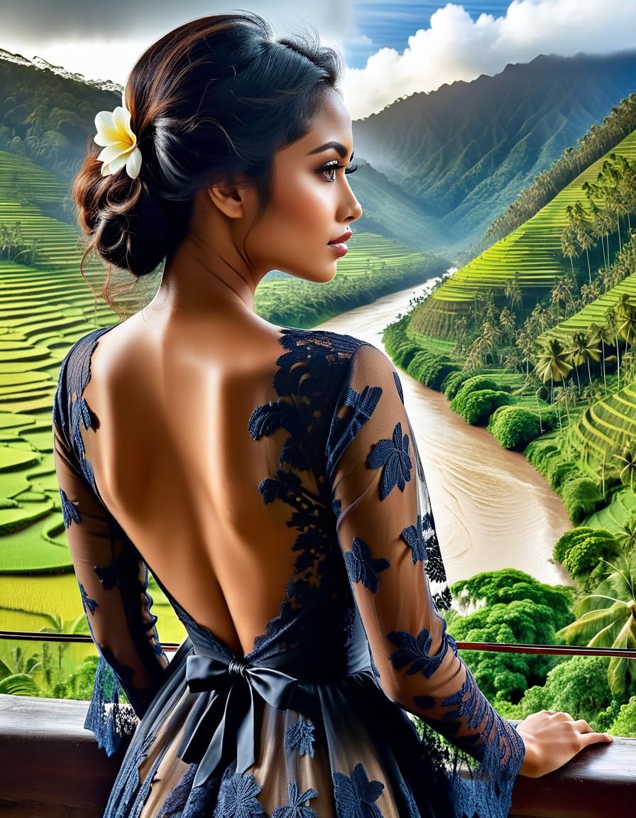 Tropical View of Indonesian Woman in HDR