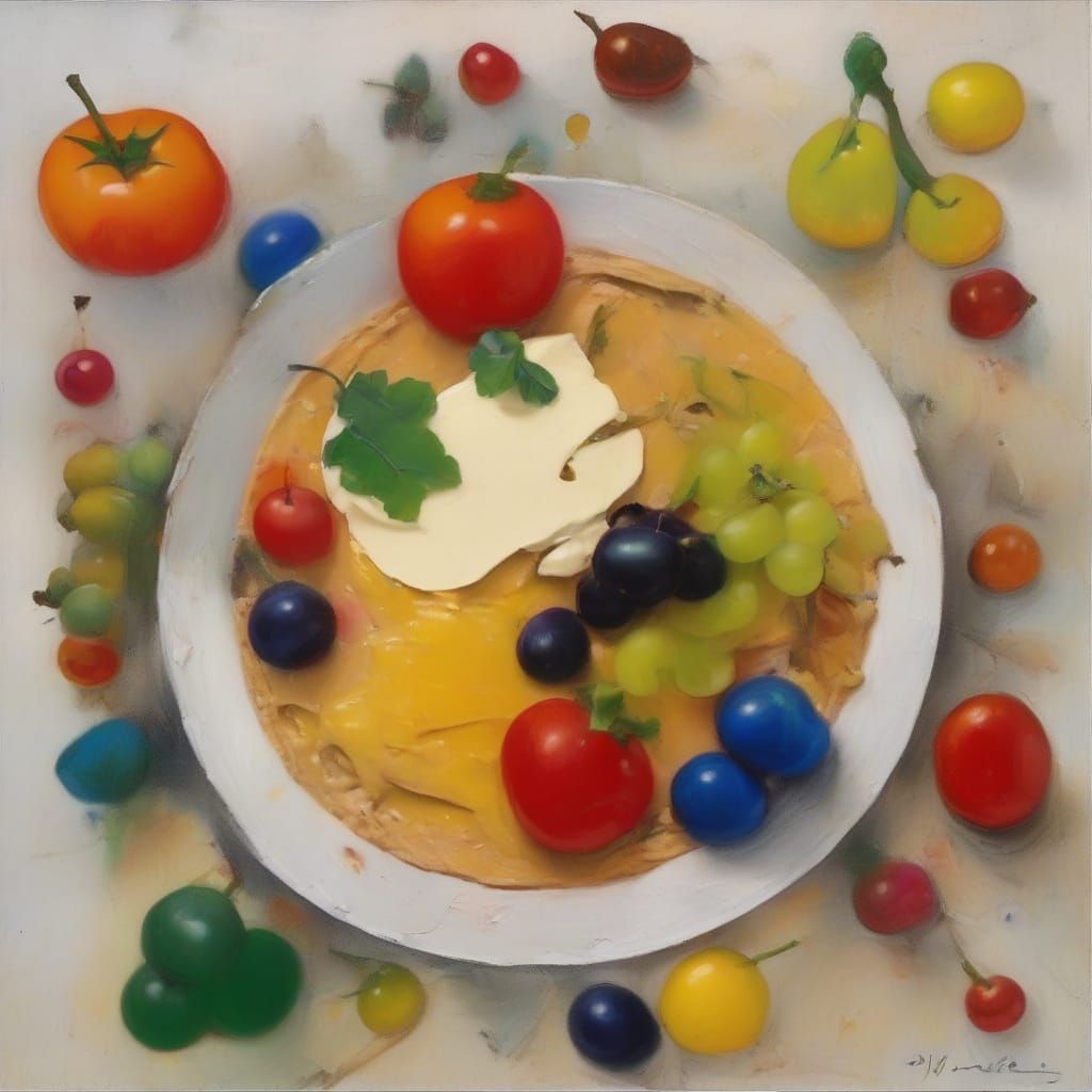 Abstract Airbrush Art in Style of Miro and Rauschenberg