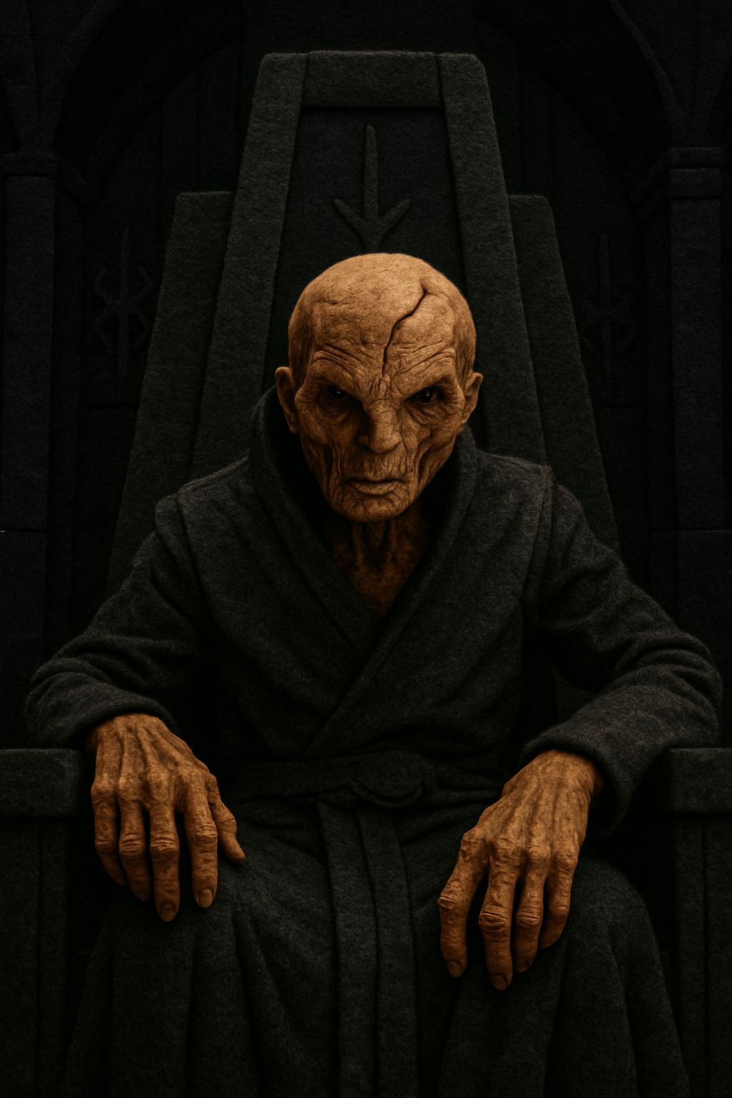 Felt Snoke on Sith Throne: A Detailed Collage