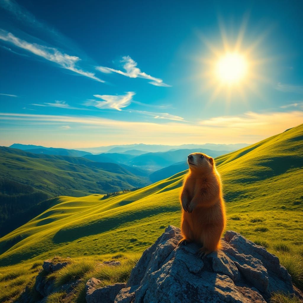 Marmot Surveys a Mountain Landscape