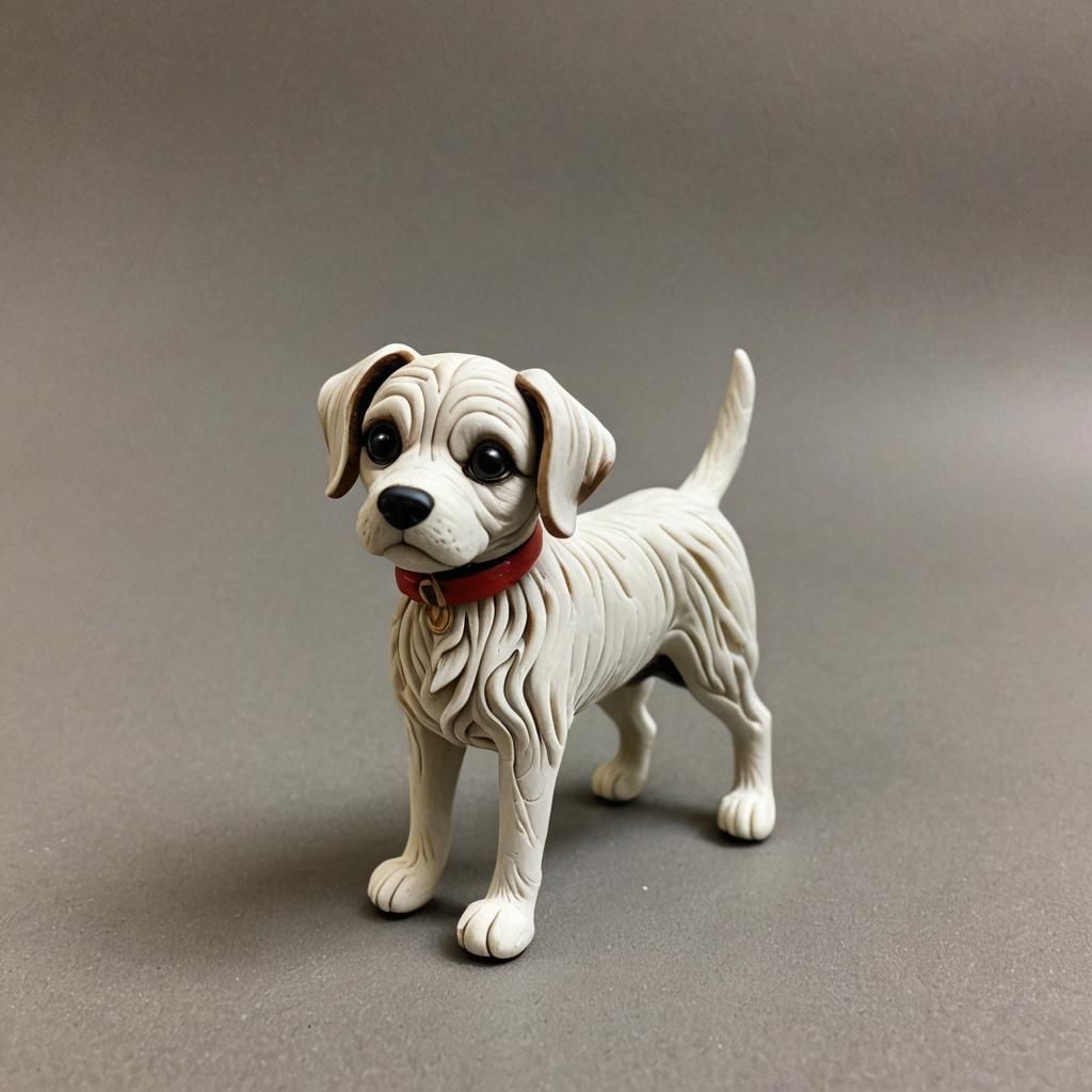 Polymer Clay Dog Figurine Art
