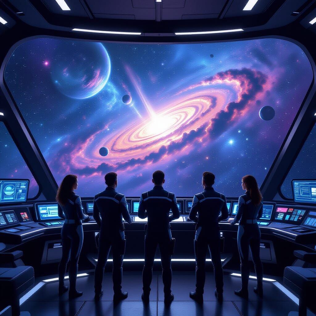 Starship Explorers Gaze at Swirling Galaxy