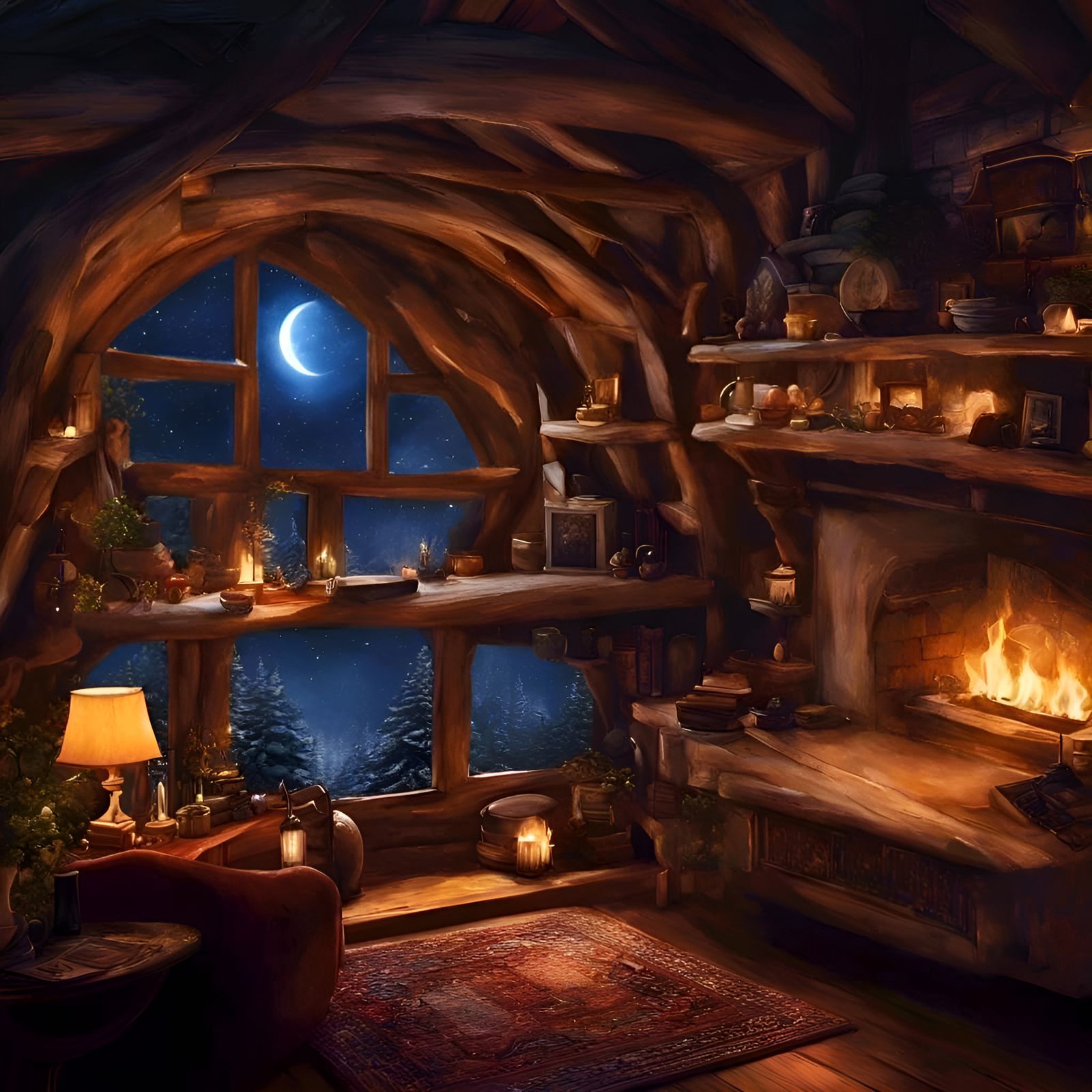 🪵🏡 cozy log cabin in the woods🌜👀🌲