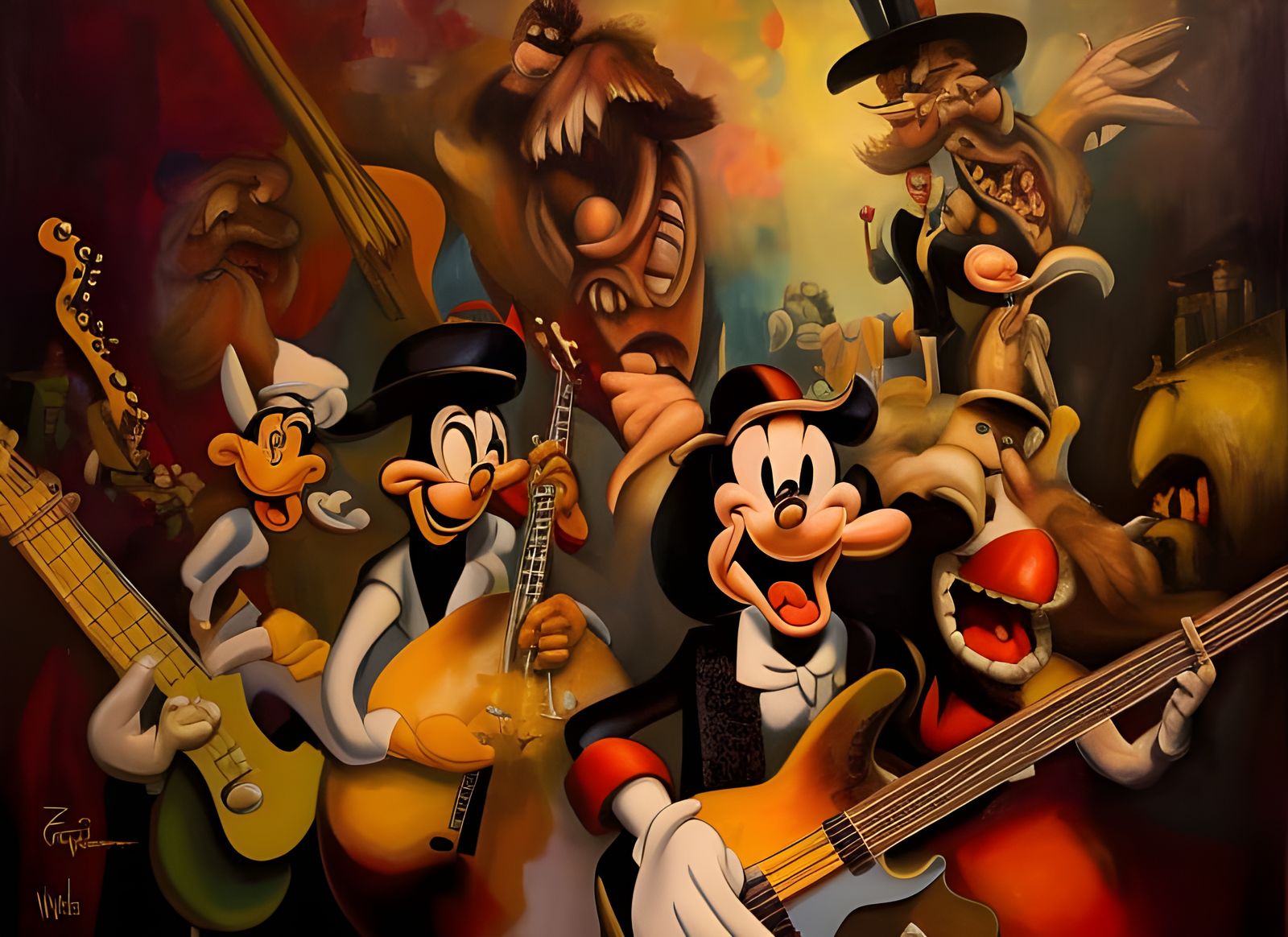 Cartoon Musicians in Gropper-Disney Style