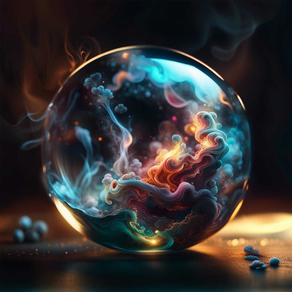 Cosmic Energy Flows Within Glass Sphere: Photorealistic CGI ...