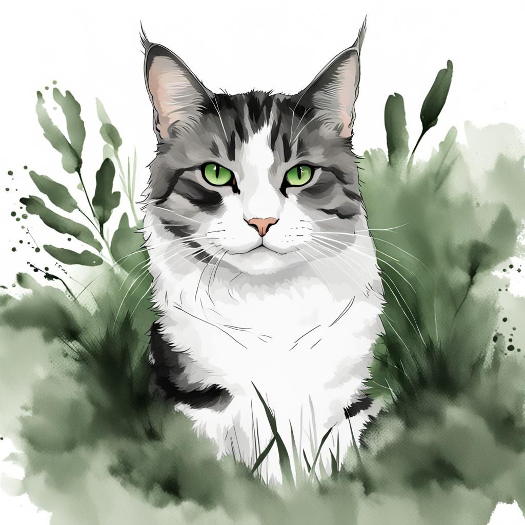 Loki Cat in O'Keeffe Style