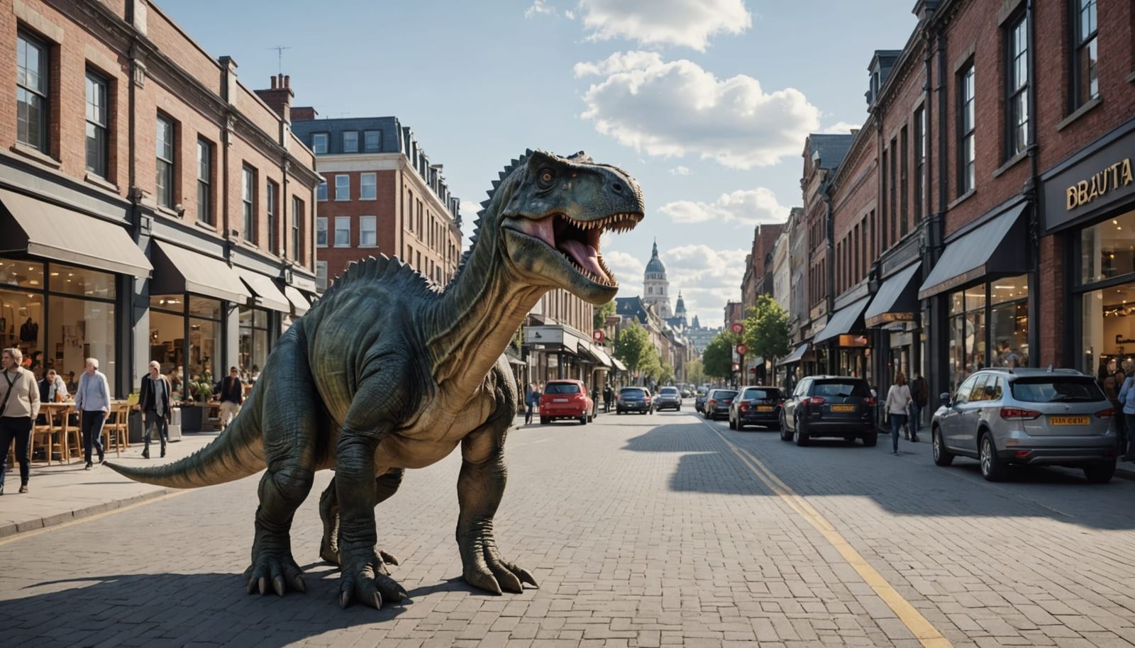 Dinosaur in a Modern Town