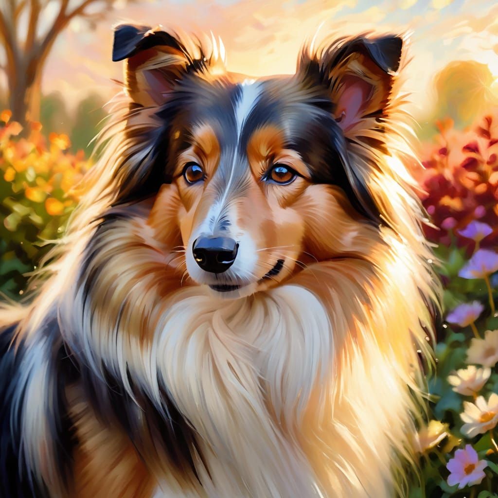 Impressionist Shetland Sheepdog Portrait in Oil