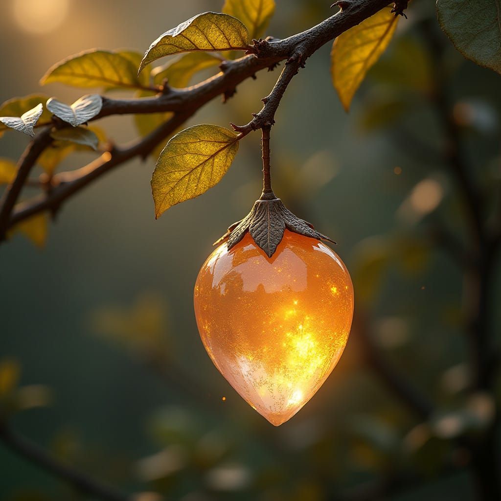 Glimmering Crystal Fruit Adorns Ethereal Golden Tree
