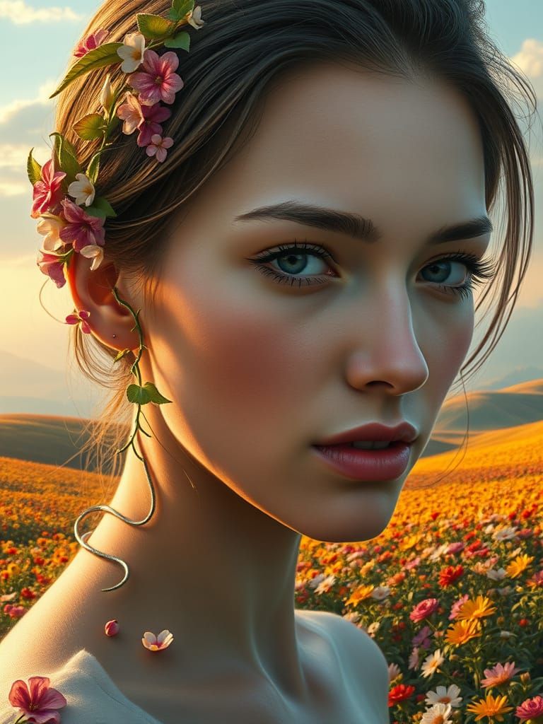 Dreamlike Landscape Transforms from Woman's Face in Photorea...