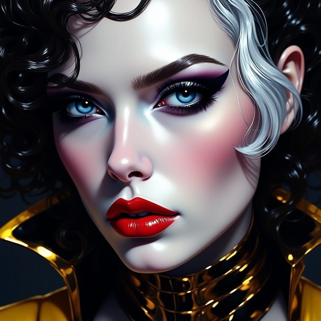 Dramatic Portrait in High-Contrast Cyberpunk Style