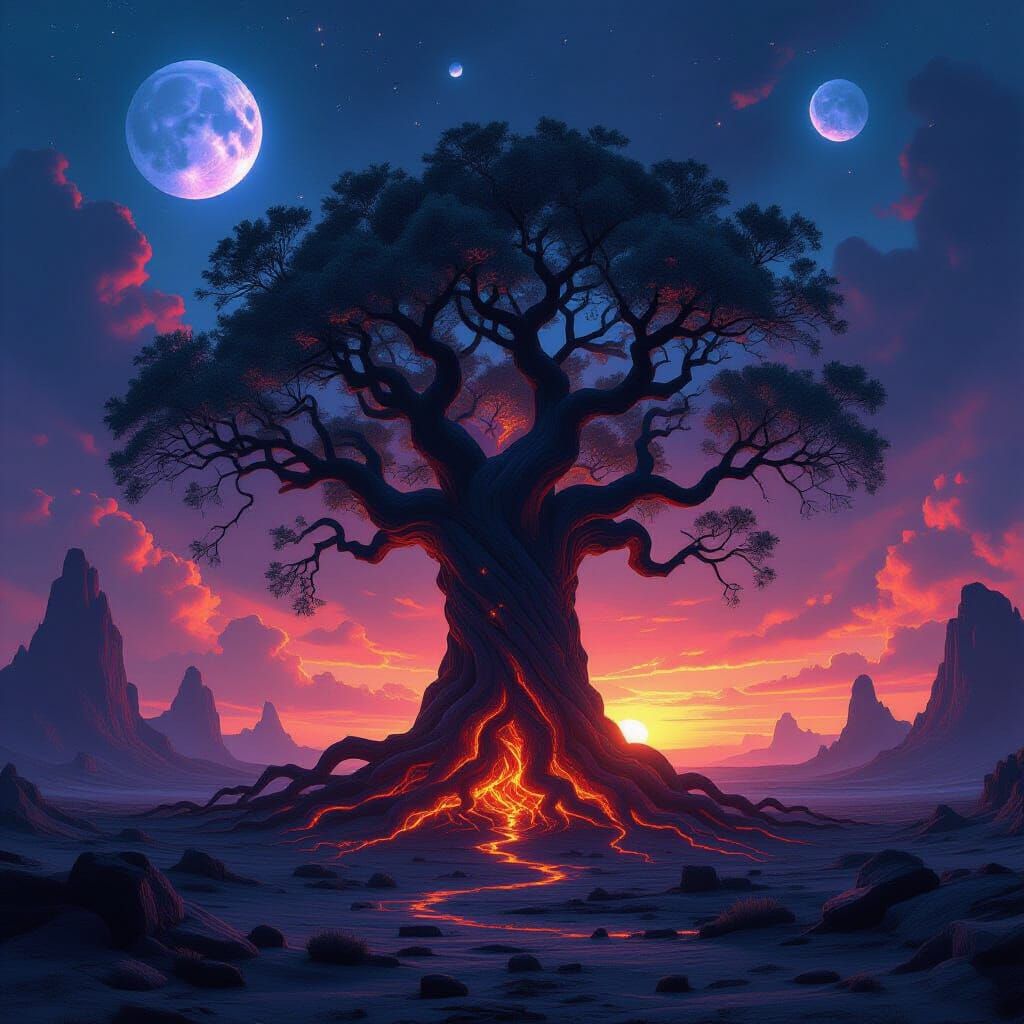 Yggdrasil: Colossal Tree in Alien Landscape Concept Art