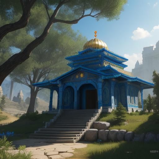 Rabbi Studies Torah near Pastoral Temple