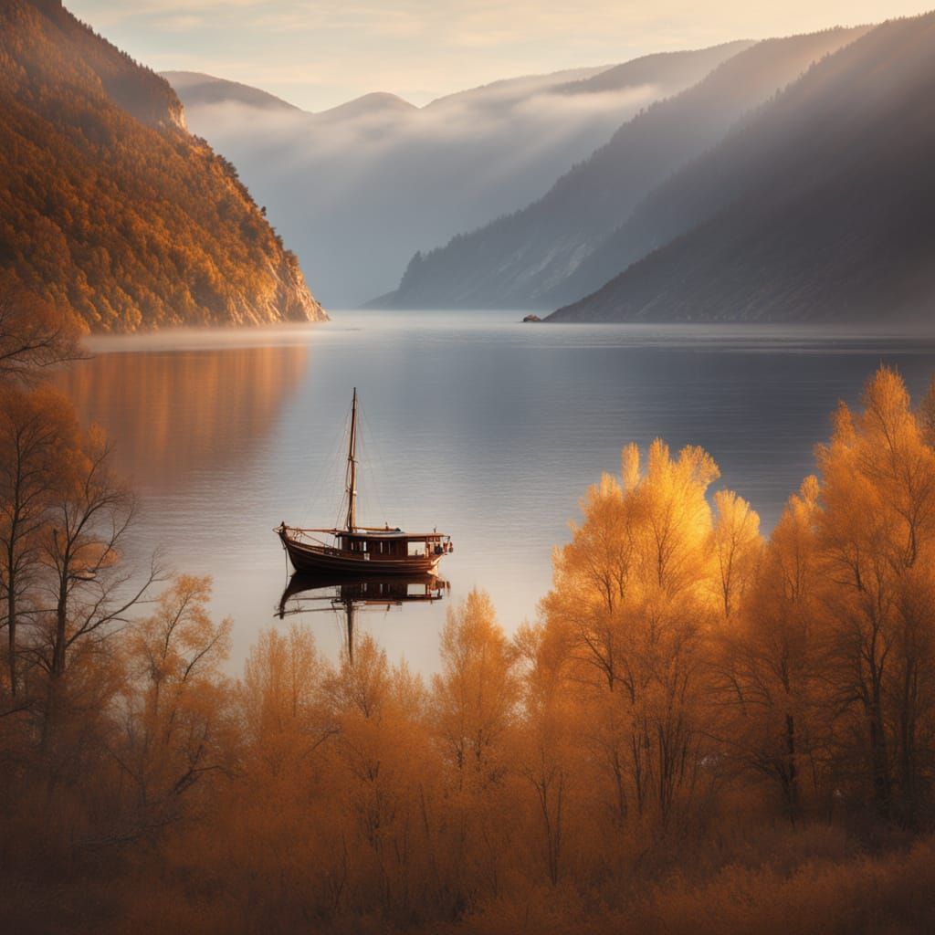 Serene Baikal Landscape in Golden Hour