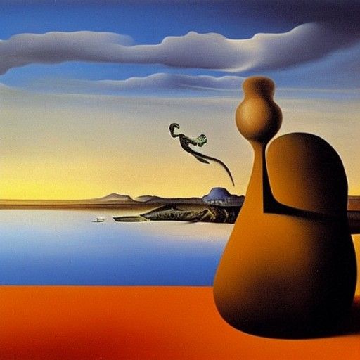 Surreal Melting Landscape of Happy People in Oil