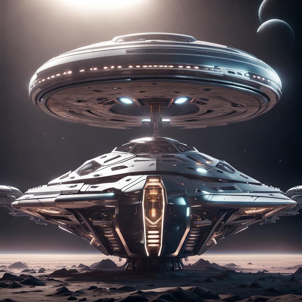 Futuristic Spaceship for Intergalactic Travel in Sci-Fi Styl...