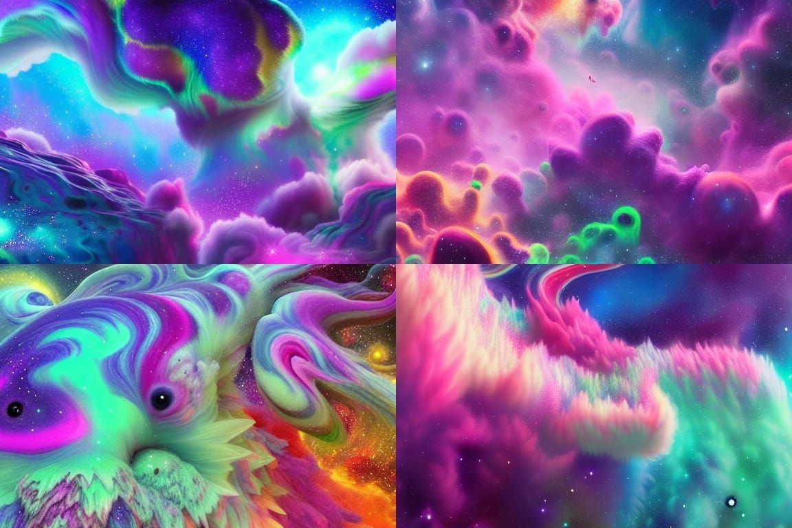 Colorful Alien Landscape with Marbled Creatures
