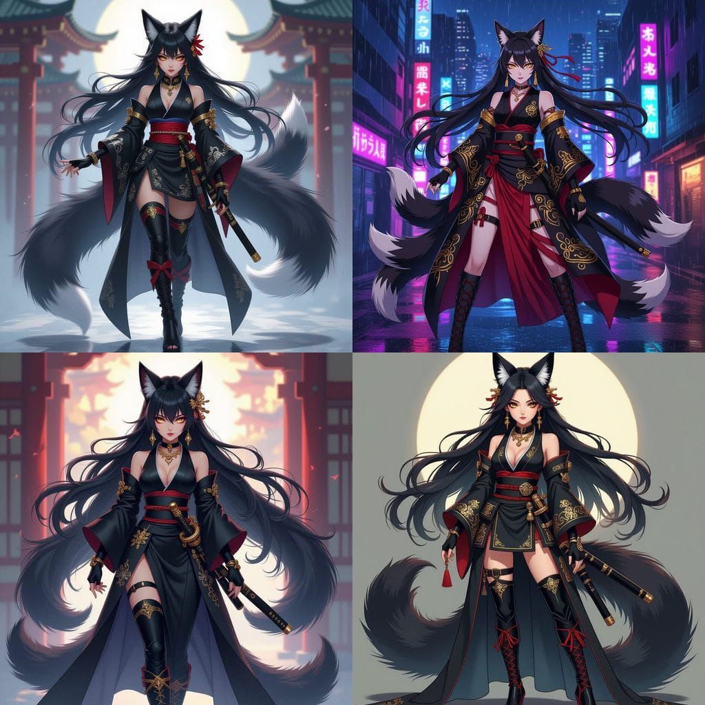 Anime Admiral with Kitsune Ears and Katana