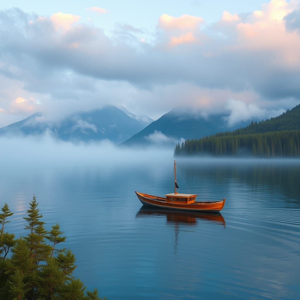 Misty Dawn Over Lake Baikal