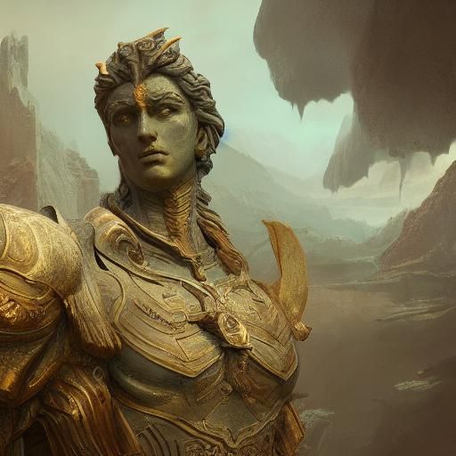 Roman Statue in Detailed Matte Painting Style