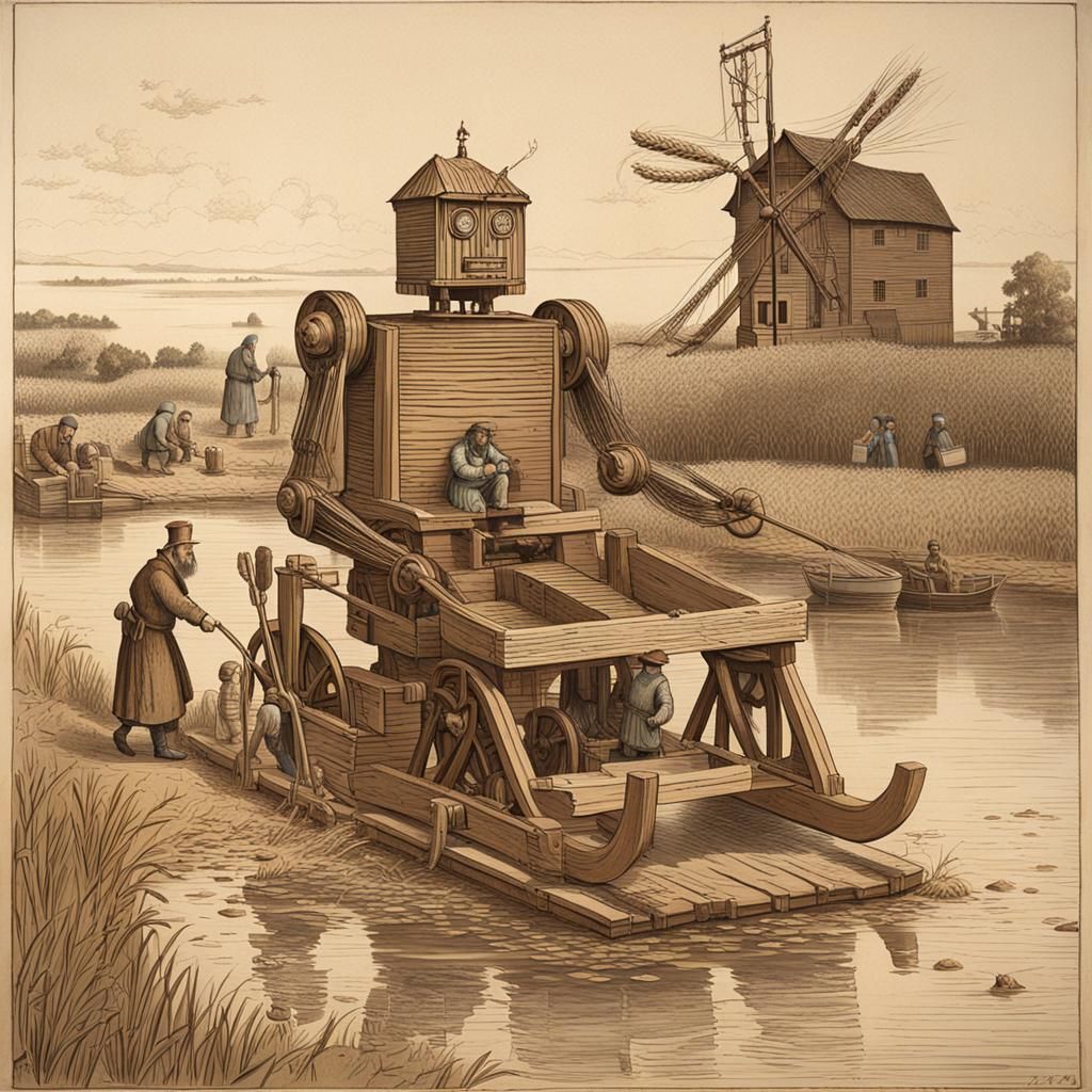 Riverbank Milling Automaton in 16th Century Style