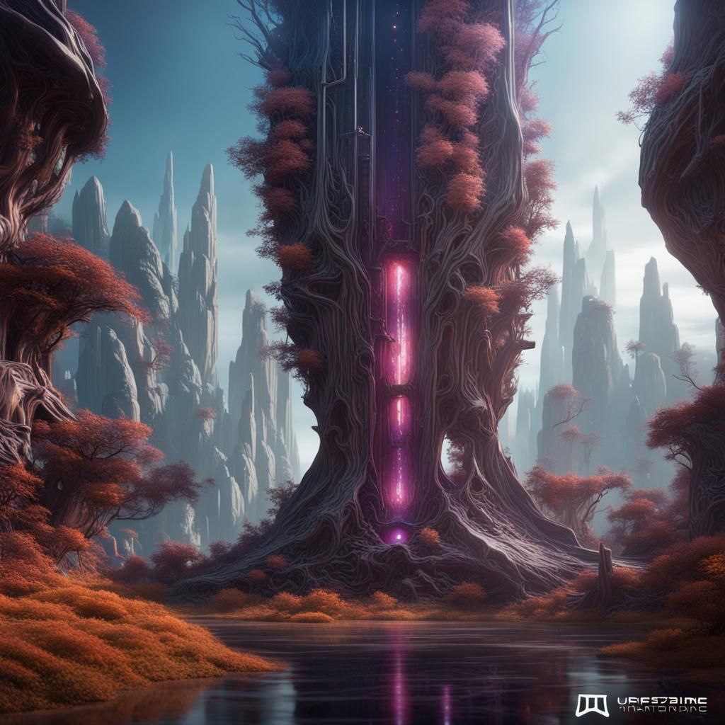Futuristic Plasma AI Warlock in Detailed Matte Painting