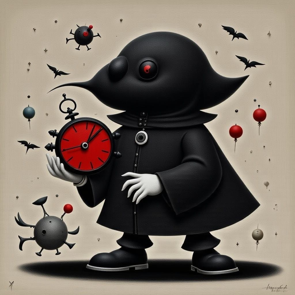 Cute Medieval Creature Holds Clock