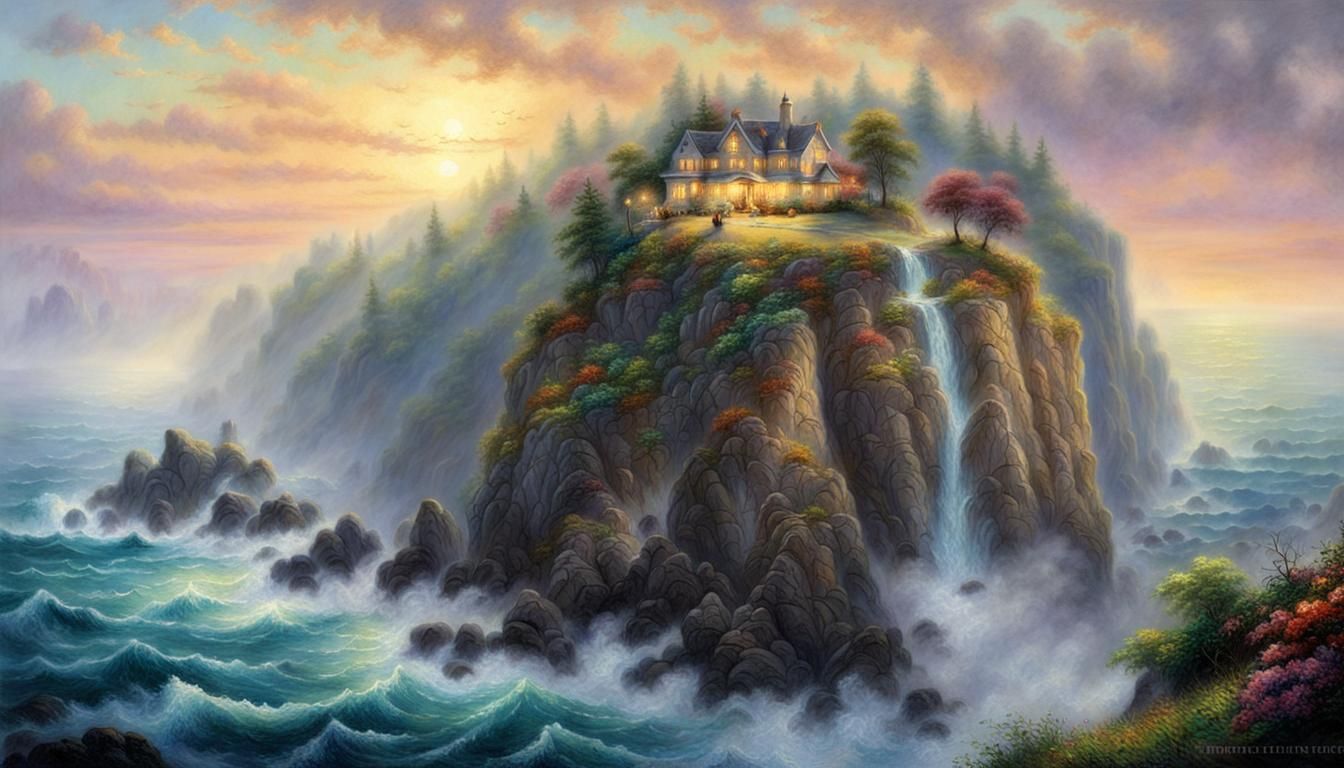 Ethereal Ocean Cliff in Luminist Style