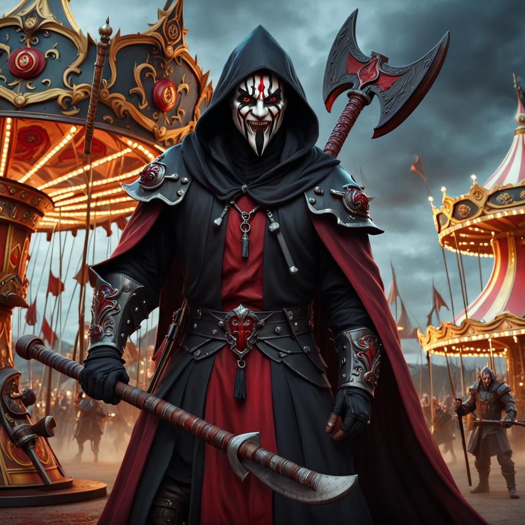 Medieval Executioner with Juggalo Face and Axe