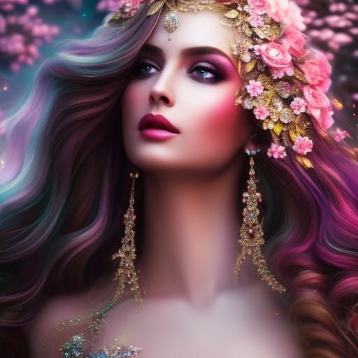 Glitter Princess Portrait with Crystals and Bokeh